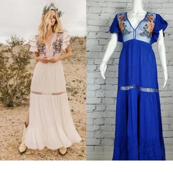 Cleobella Amery Maxi Dress in Blue - Picture 2 of 12